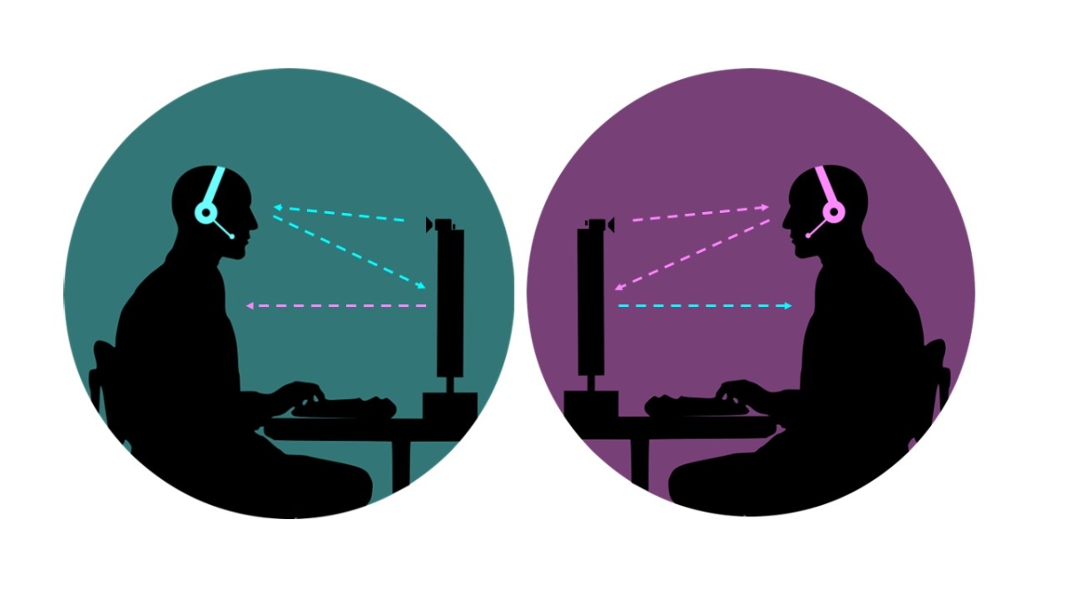 Bild 3: Im Videotelefonat ist es schwierig, der anderen Person direkt in die Augen zu sehen.