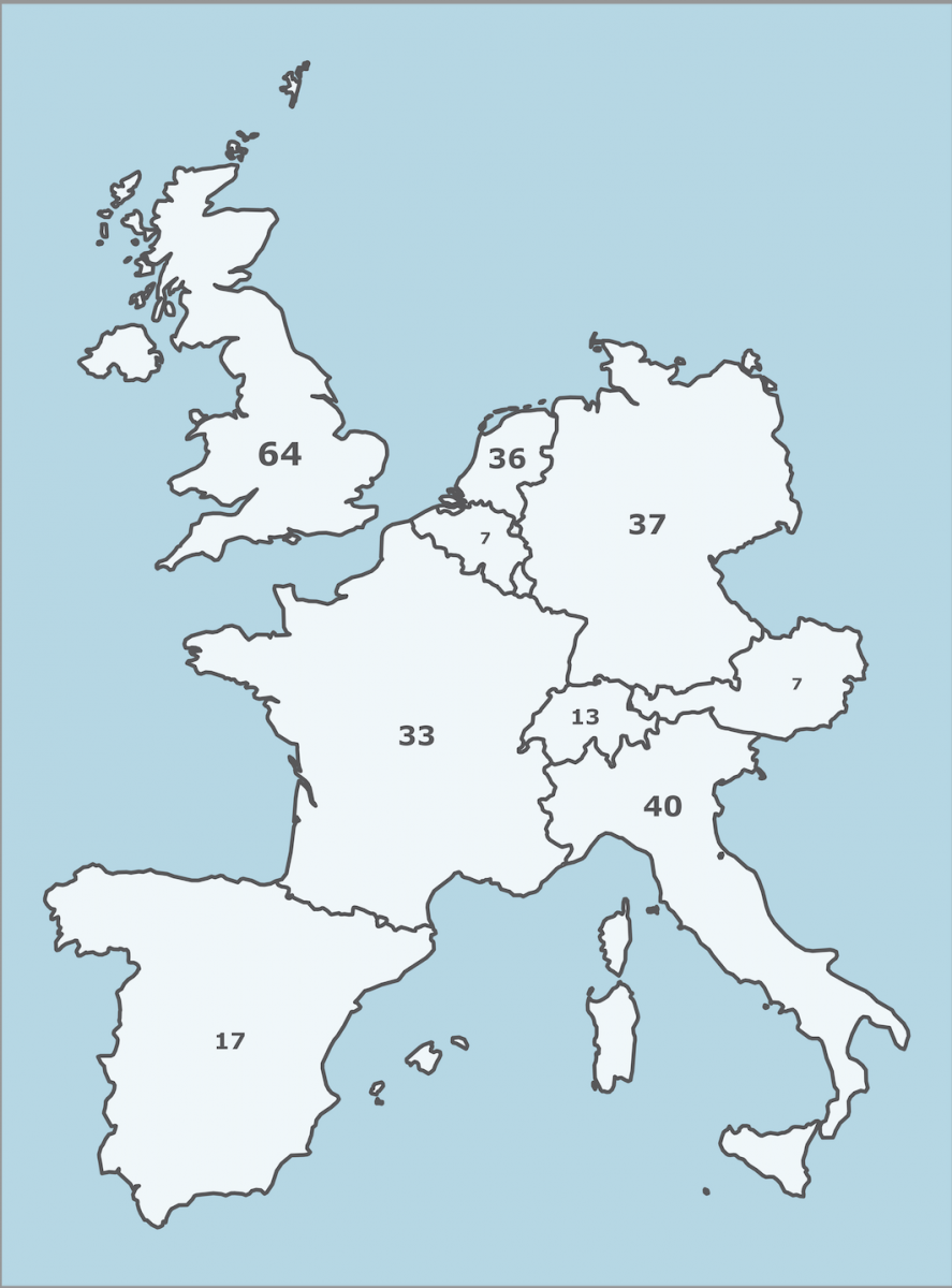Bild 3: Karte der Nachbarländer Frankreichs und deren Gesamtzahl an Medaillen in Tokio 2020. Bild 3: Karte der Nachbarländer Frankreichs und deren Gesamtzahl an Medaillen in Tokio 2020.